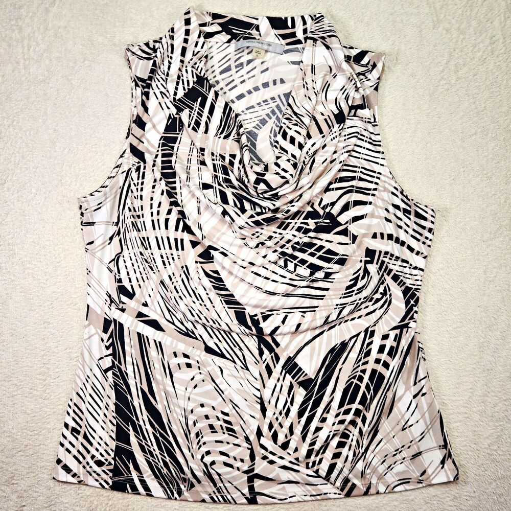 Marc New York Andrew Marc Women's XL Cowl Neck Sleeveless Tank Top Abstract